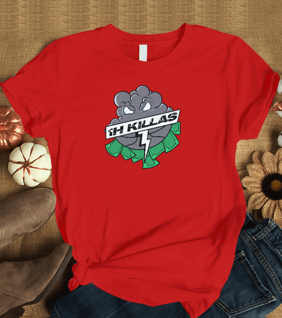 1H Killas Angry Cloud with Lightning and Money T-Shirt