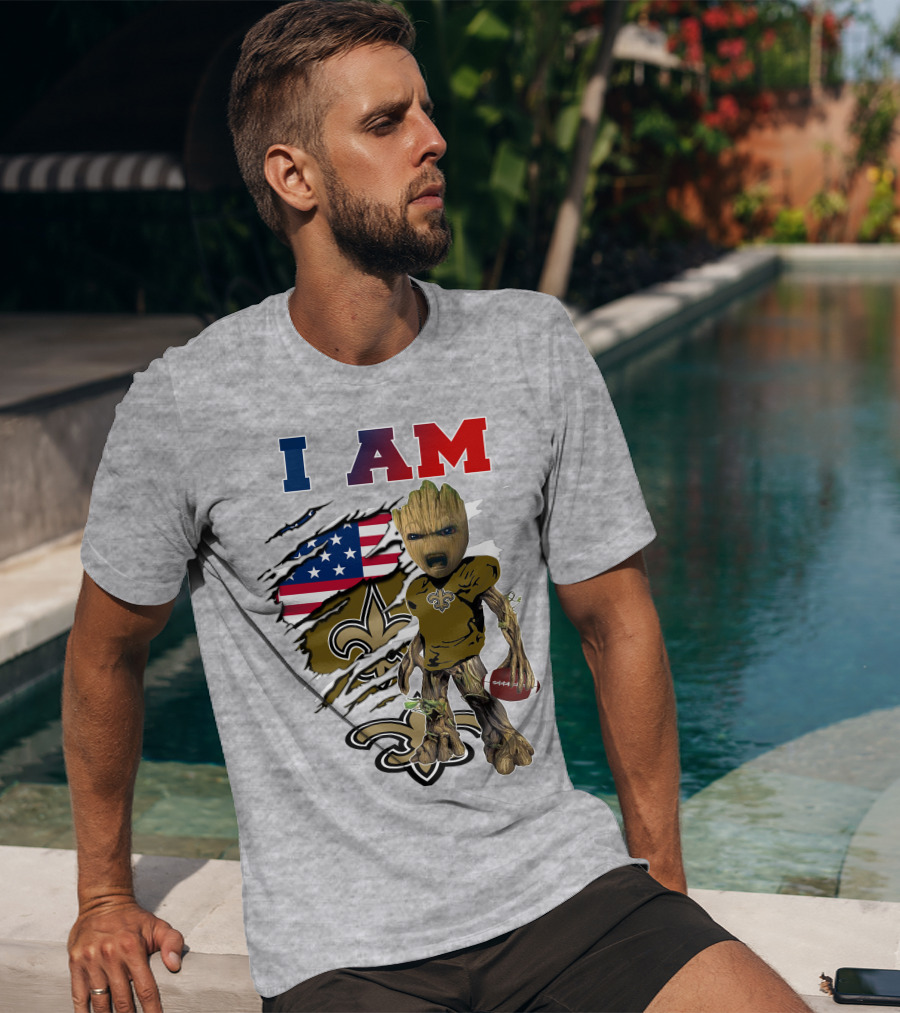 I Am Baby Groot Saints Football Team Spirit T-Shirt
