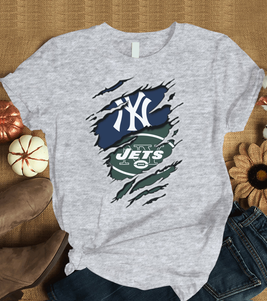 Yankees Jets Logo Mashup Sports T-Shirt