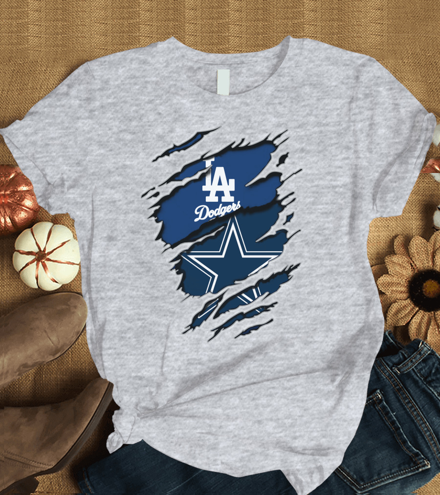 Los Angeles Dodgers Dallas Cowboys Logo Fusion T-Shirt