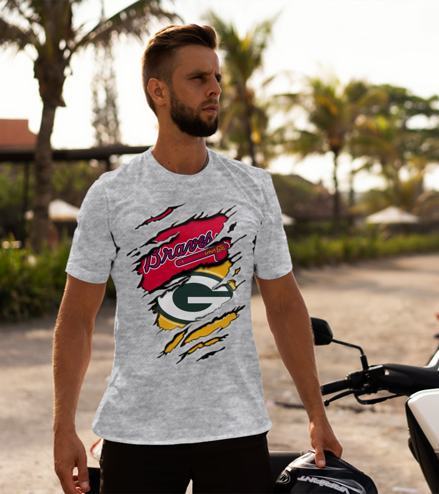 Braves Packers Torn Logo Mashup T-Shirt