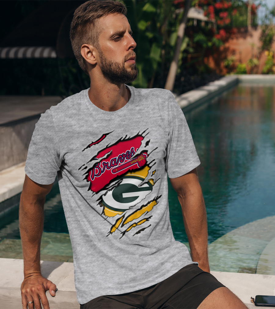Braves Packers Torn Logo Mashup T-Shirt