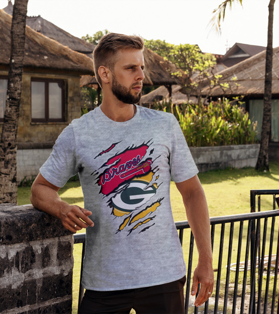 Braves Packers Torn Logo Mashup T-Shirt