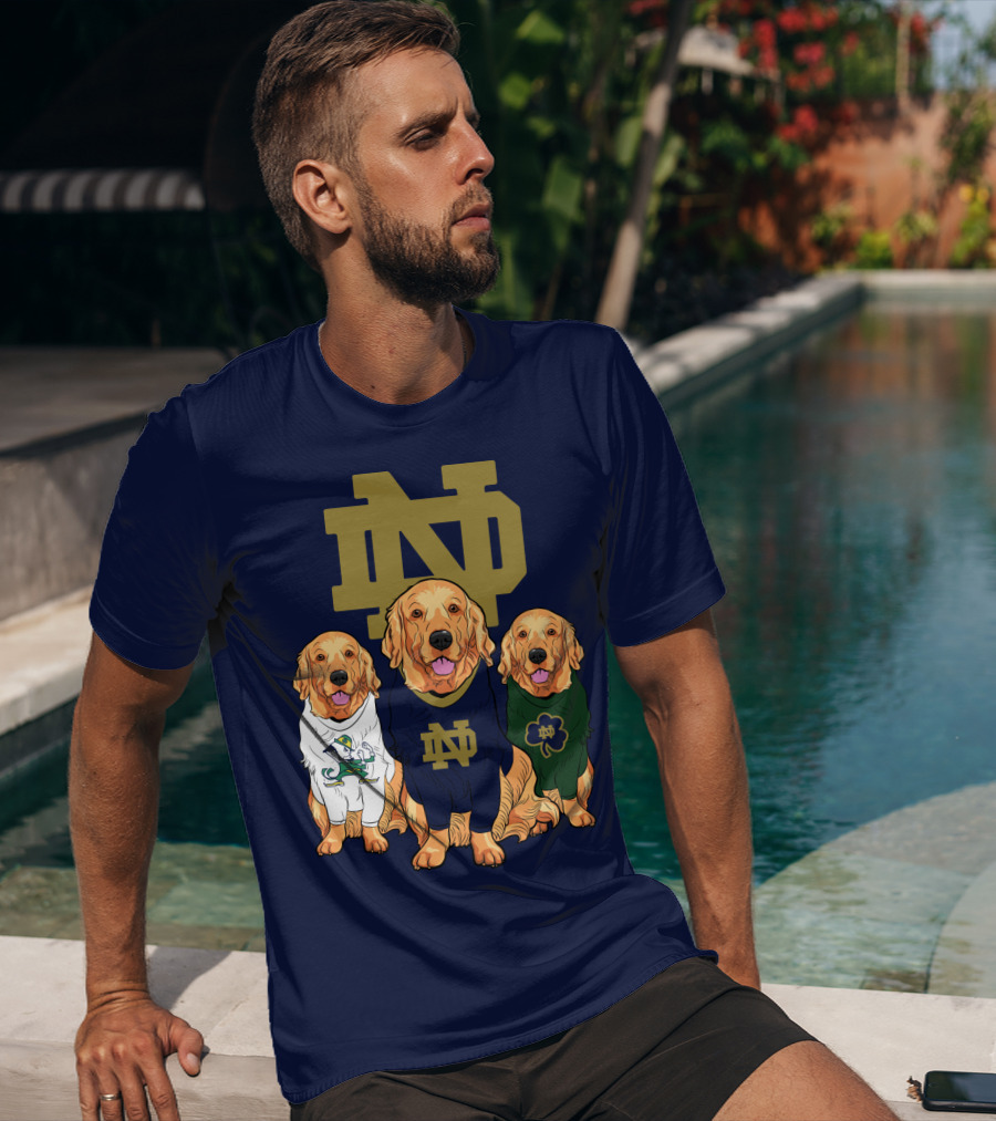 Notre Dame Golden Retrievers Nd Logo Irish Clover T-Shirt
