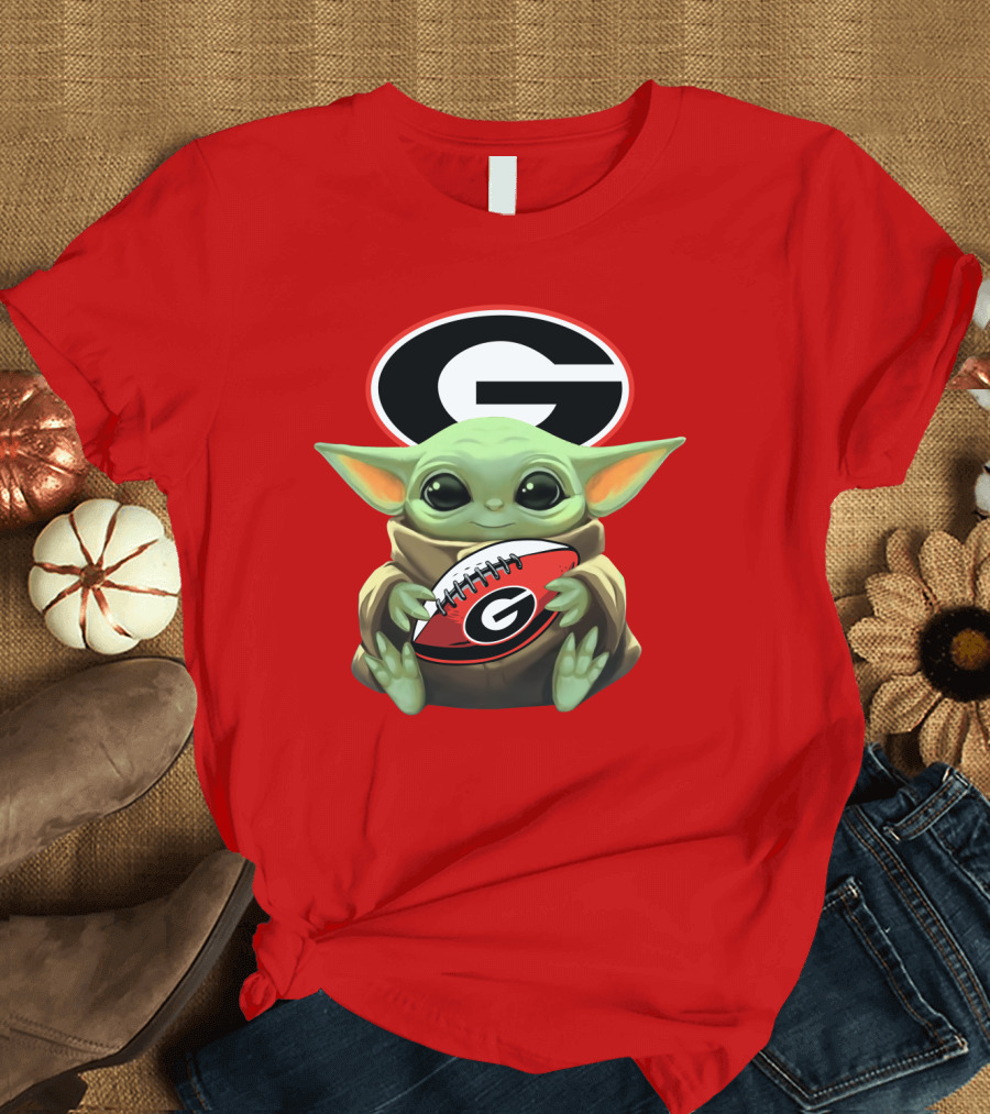 Baby Yoda Georgia Bulldogs Football Fan T-Shirt