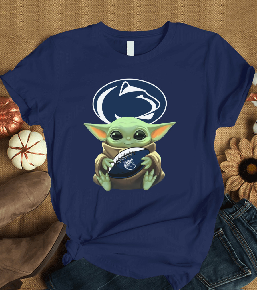 Baby Yoda Nittany Lions Football Fan T-Shirt