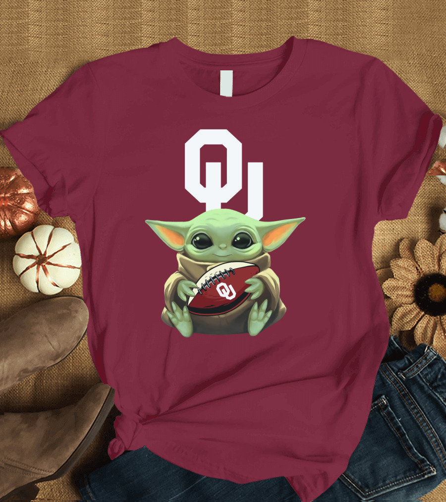 OU Sooners Baby Yoda Football T-Shirt