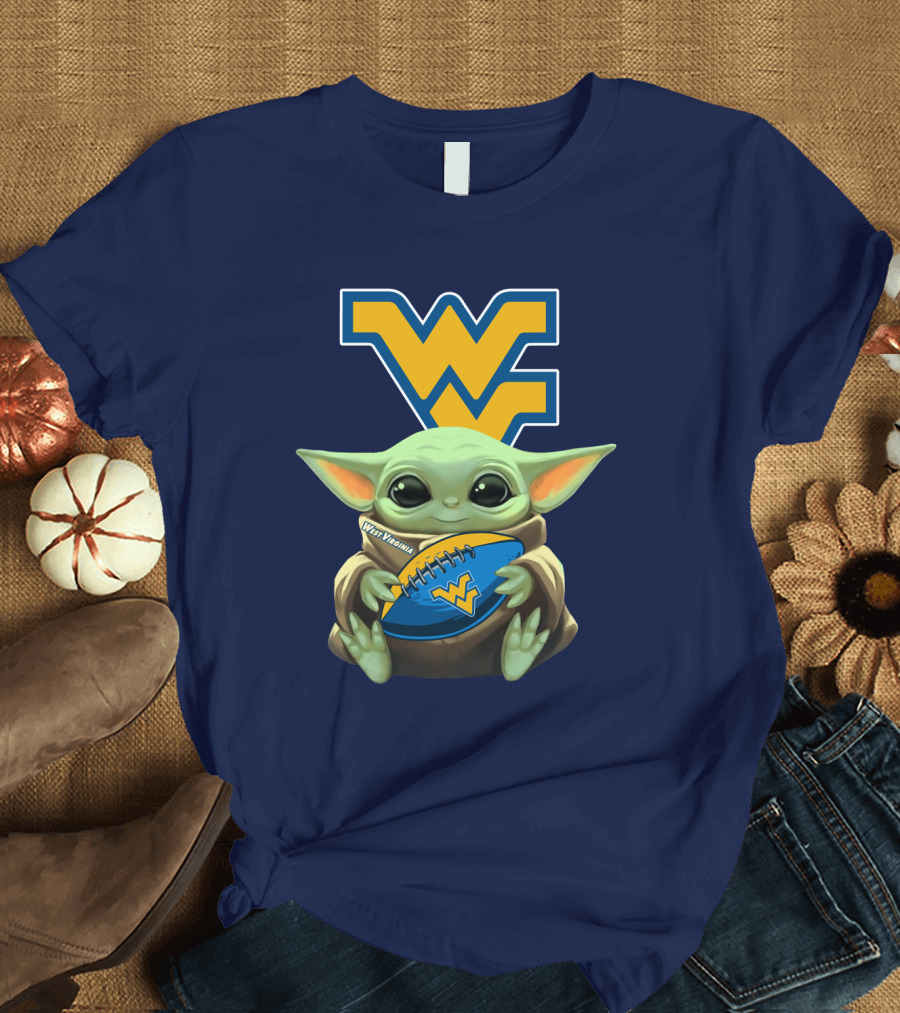 West Virginia Baby Yoda Football Mountaineers T-Shirt