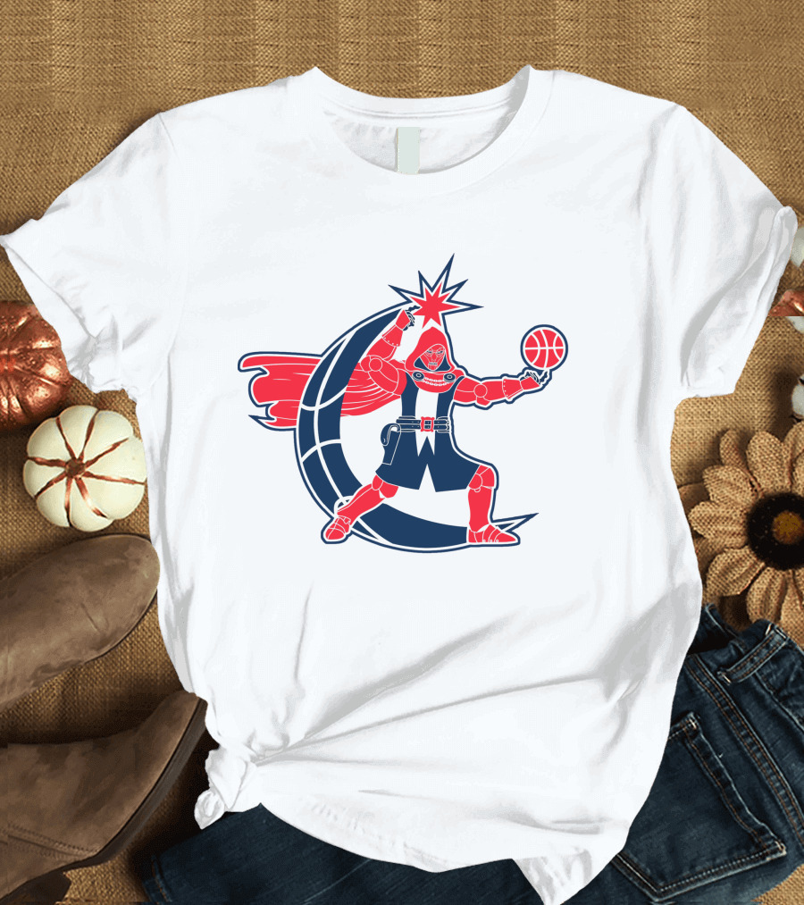 Washington Dr. Doom NBA Character with Basketball and Crescent T-Shirt