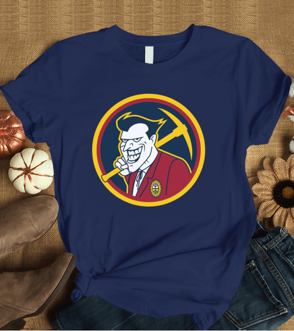 T-Shirt: Denver Jokers NBA Parody Logo Icon with Villain Character and Pickaxe T-Shirt Denver Jokers NBA Parody Logo Icon with Villain Character and Pickaxe T-Shirt