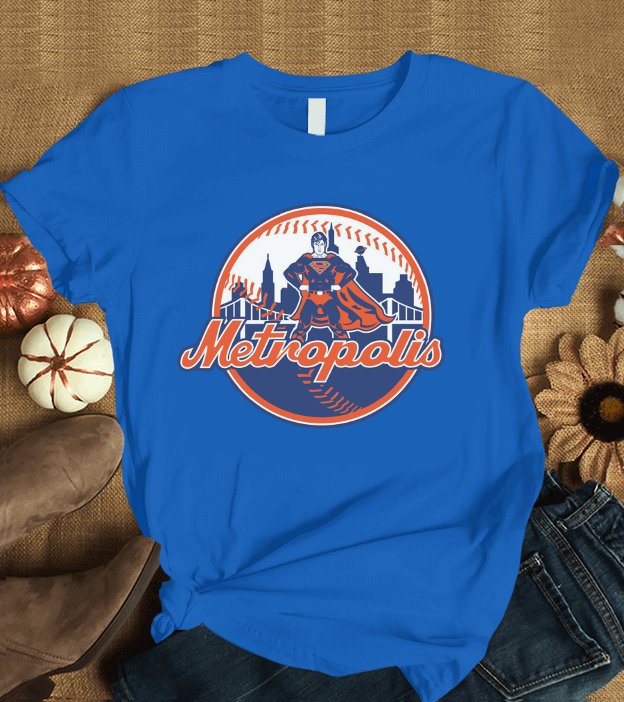 Metropolis Superman NY Baseball Skyline T-Shirt