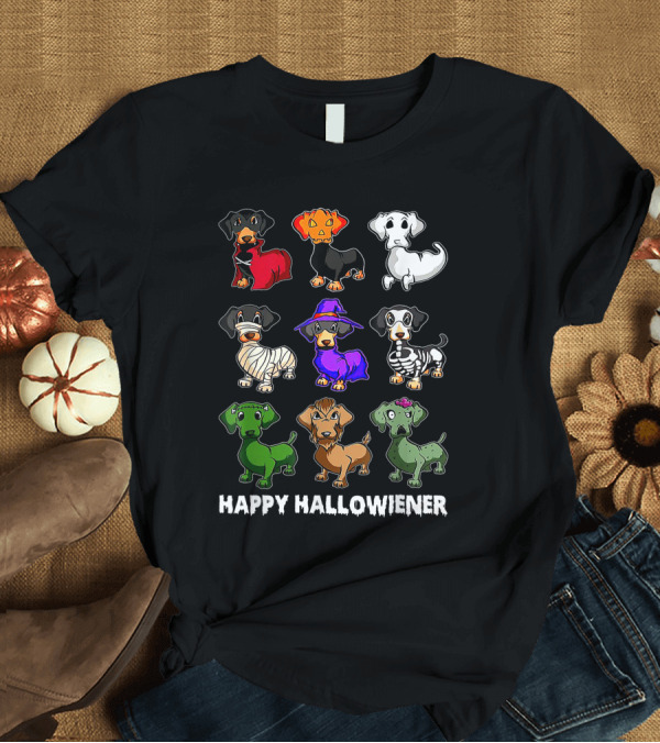 T-Shirt: Happy Halloweiner Funny Halloween Dachshund Dogs Lover T-Shirt Happy Halloweiner Funny Halloween Dachshund Dogs Lover T-Shirt