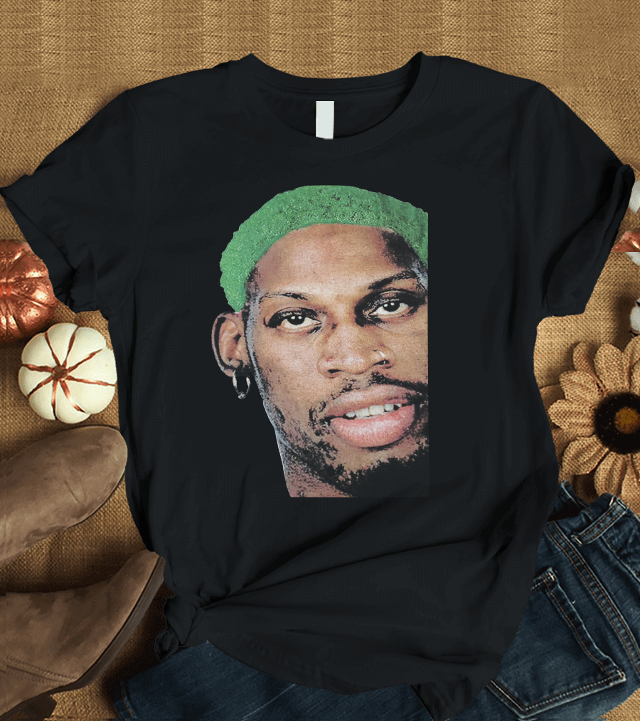 Dennis Rodman Green Hair Iconic Basketball Look T-Shirt