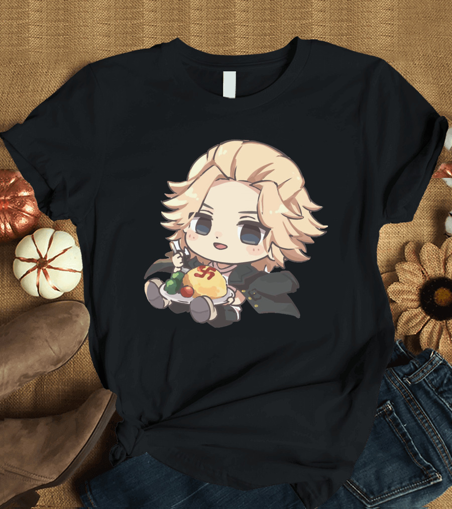 Mikey Holding Omurice Dish Tokyo Revengers Chibi Character T-Shirt