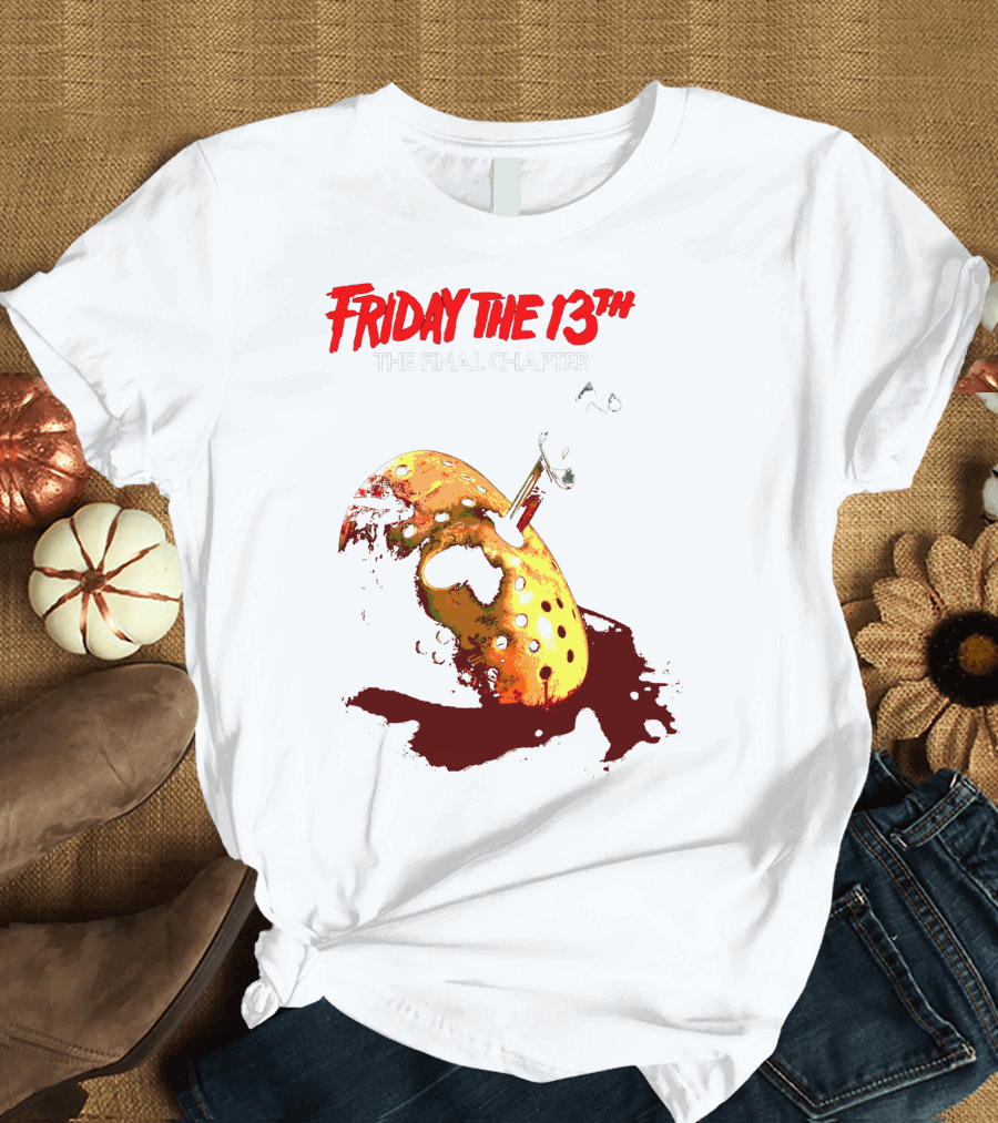 Friday The 13th The Final Chapter Hockey Mask Knife Blood Splatter T-Shirt