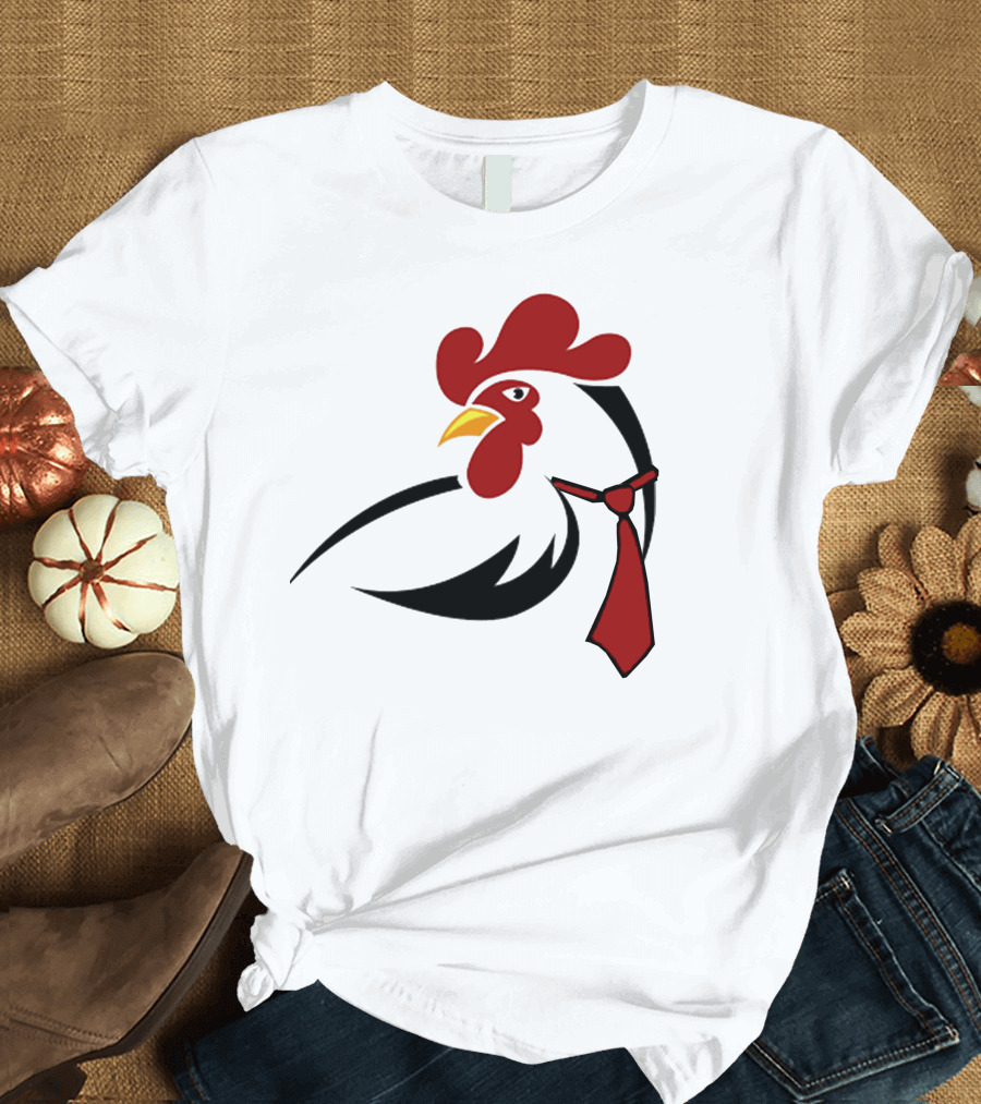 Hen Tie Rooster Necktie Motif T-Shirt