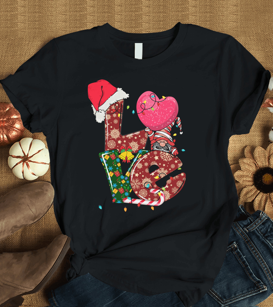 Christmas Love with Santa Hat and Festive T-Shirt
