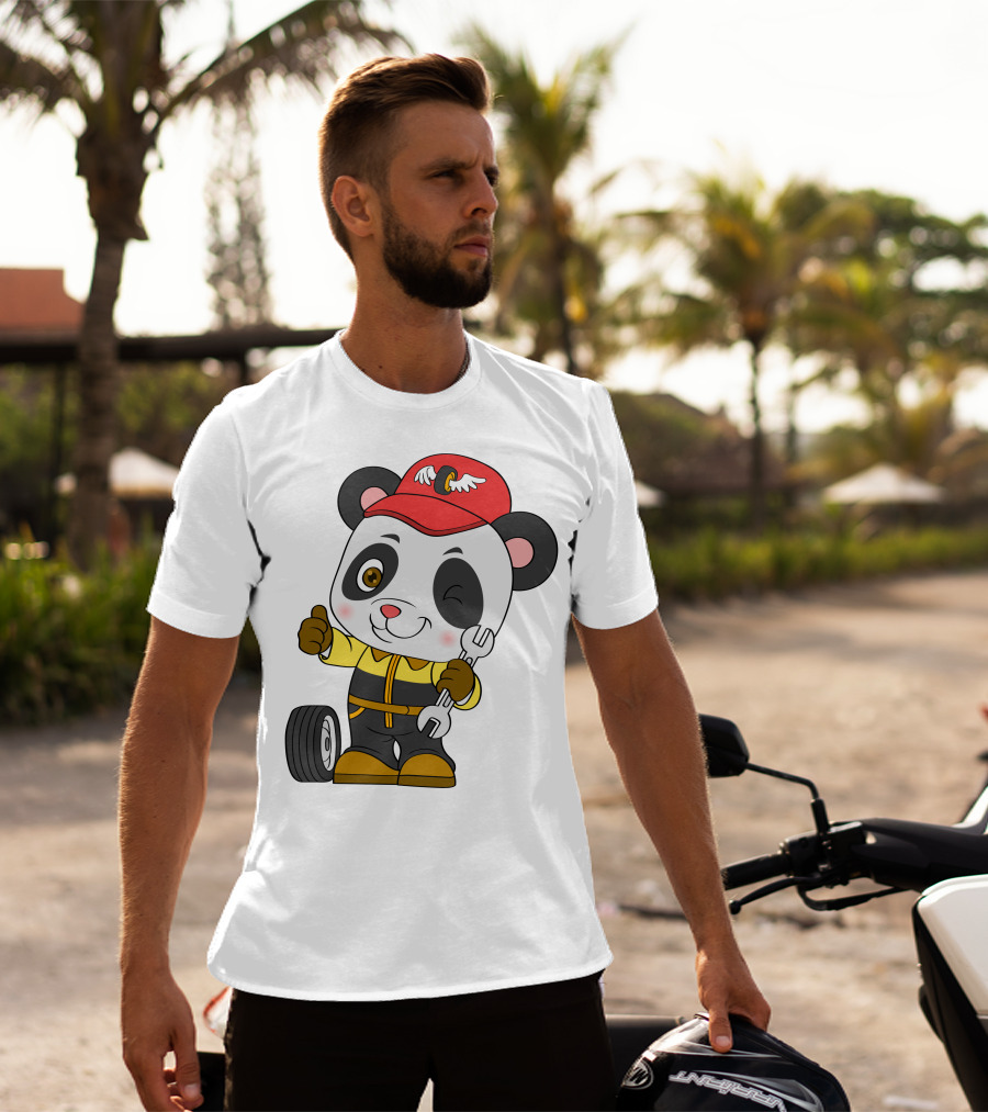 Mechanic Panda Thumbs Up With Wrench And Tire T-Shirt