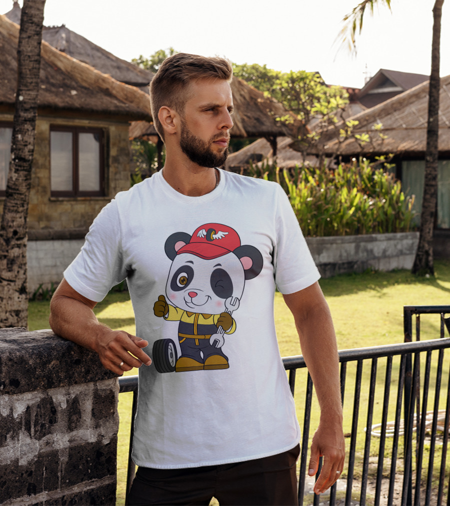 Mechanic Panda Thumbs Up With Wrench And Tire T-Shirt