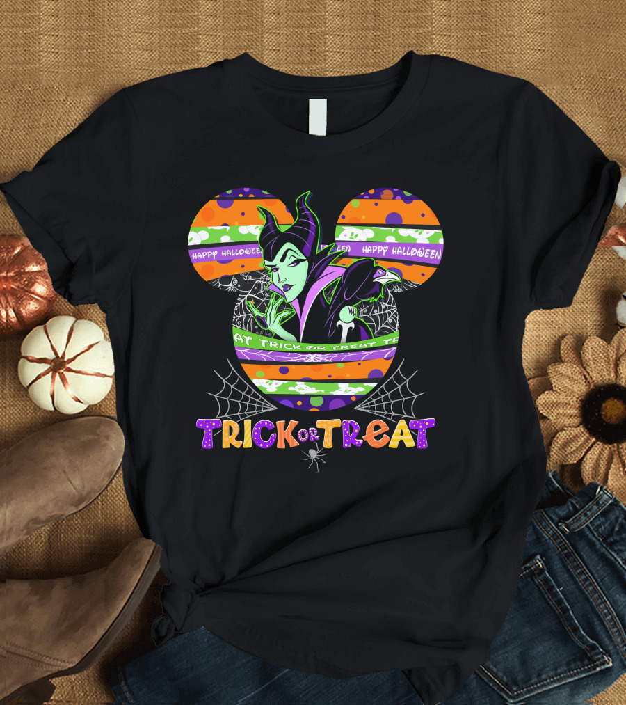 Maleficent Mickey Trick Or Treat Happy Halloween T-Shirt