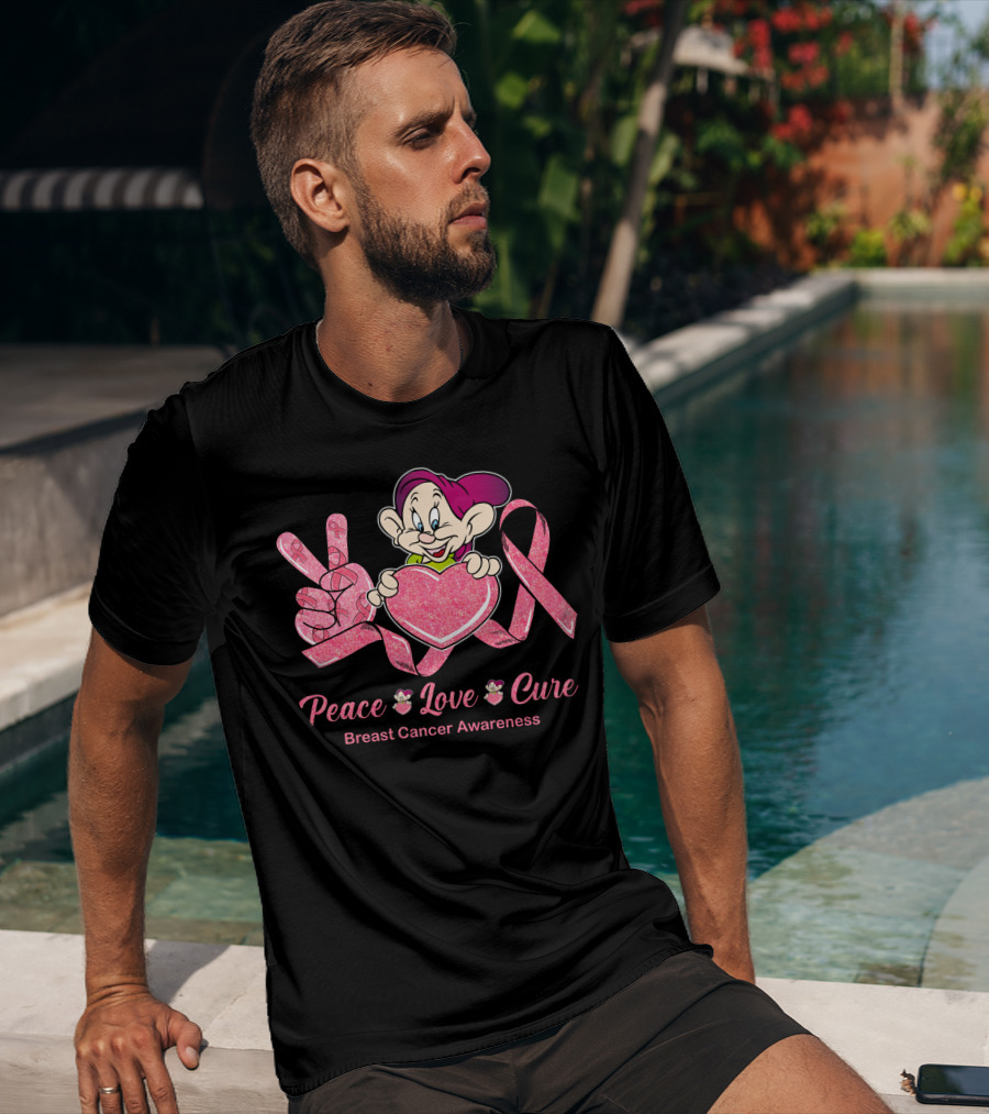 Peace Love Cure Dopey Breast Cancer Awareness T-Shirt