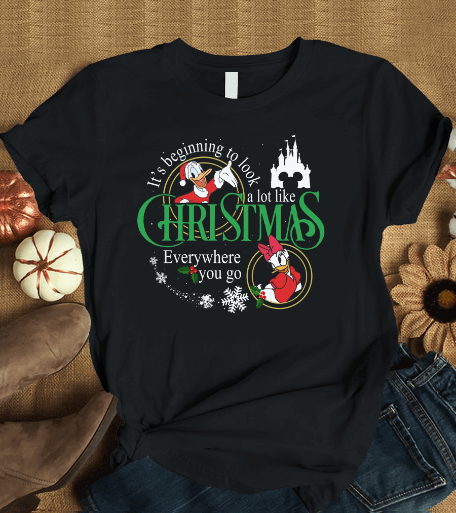 It's Beginning to Look a Lot Like Christmas Everywhere You Go Donald Daisy T-Shirt
