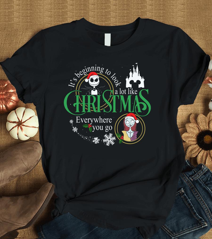 It's Beginning to Look a Lot Like Christmas Everywhere You Go Jack Sally T-Shirt