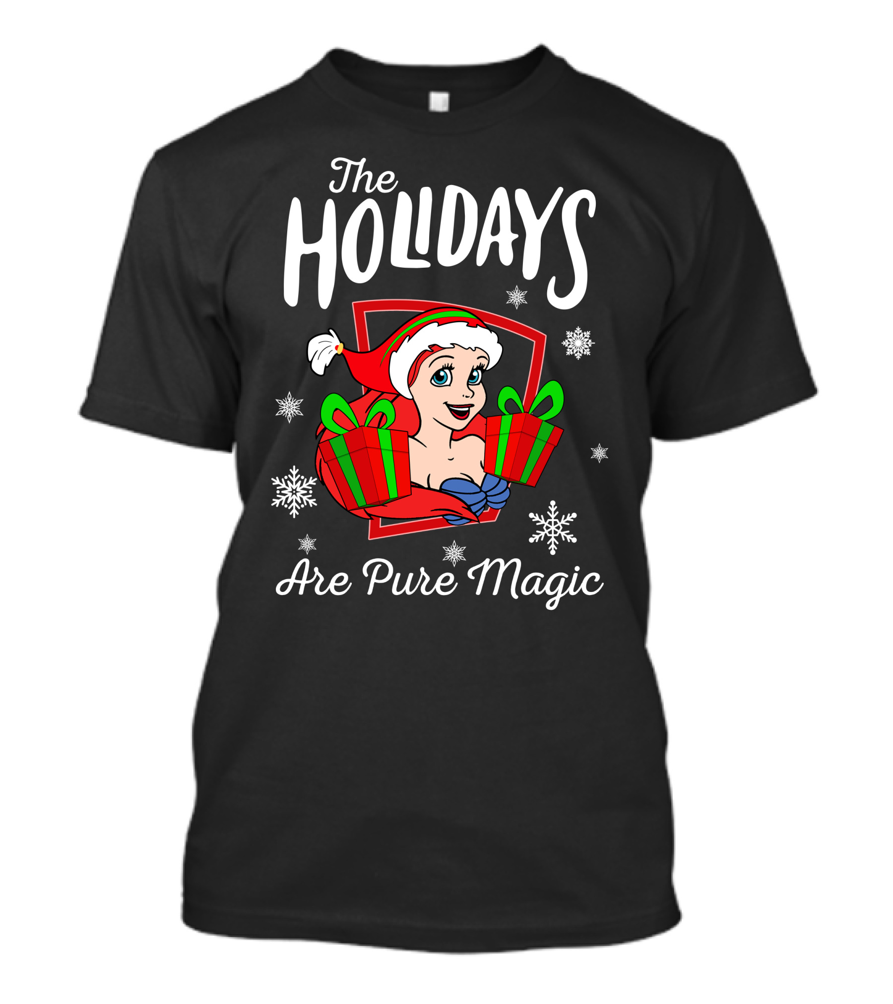 The Holidays Are Pure Magic Snowflakes Presents Santa Hat T-Shirt