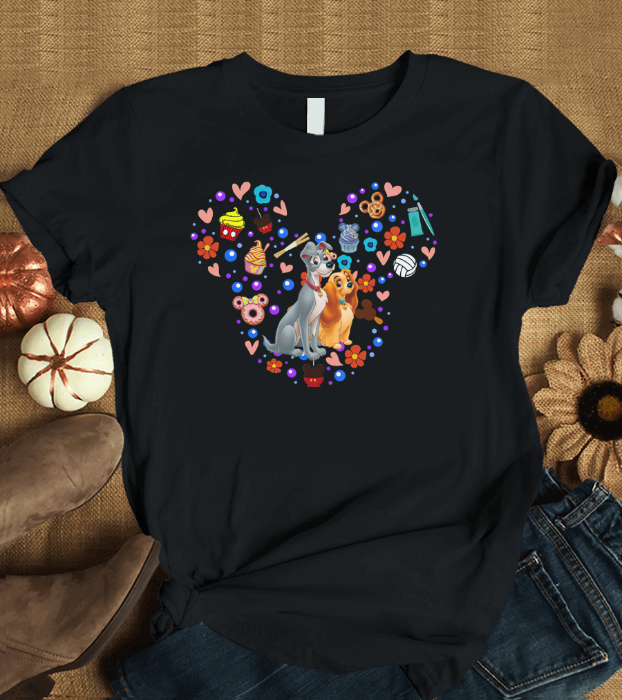 Lady And The Tramp Heart Mouse Ears Cupcake Socks Baseball Yarn T-Shirt