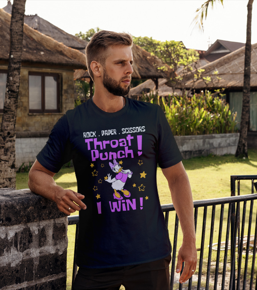 Rock Paper Scissors Throat Punch I Win Daisy Duck Stars T-Shirt