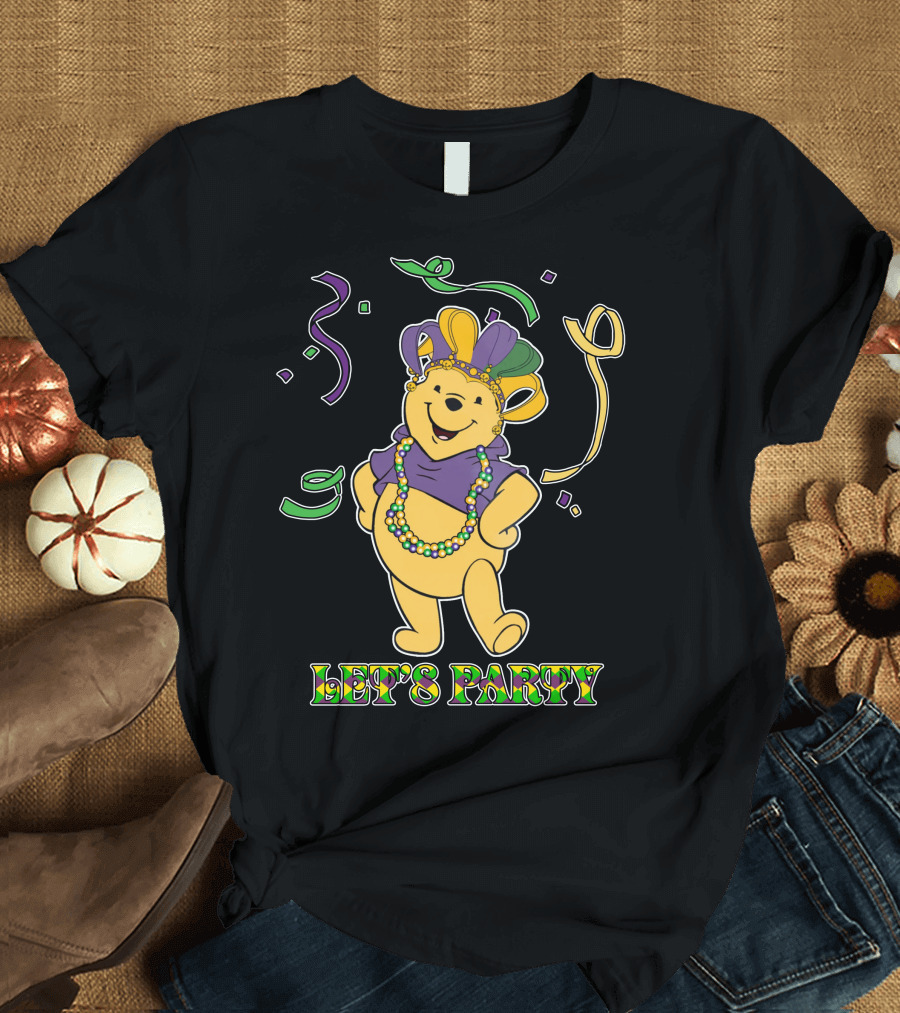 Pooh Let's Party Mardi Gras Celebration T-Shirt