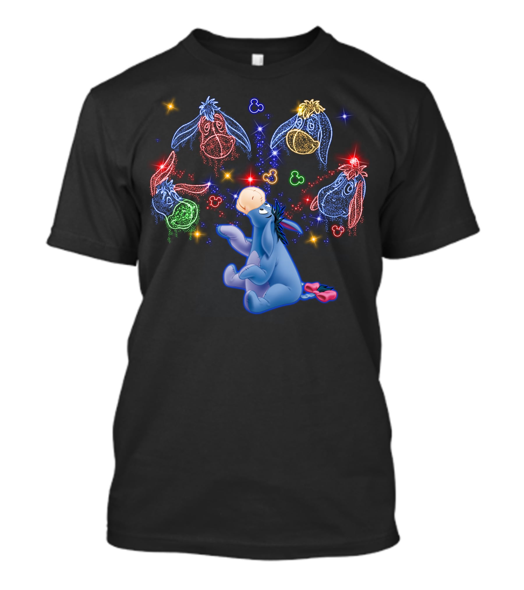Eeyore Neon Disney Character Magic With Mickey Mouse Heads T-Shirt