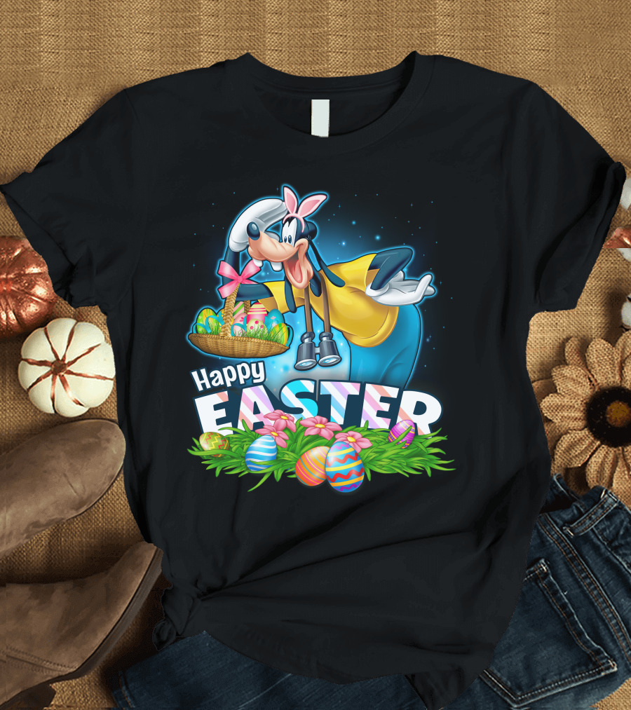 Goofy Happy Easter Basket Of Eggs T-Shirt