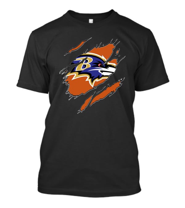 Baltimore Ravens Ripped Reveal Logo Ravens Profile T-Shirt