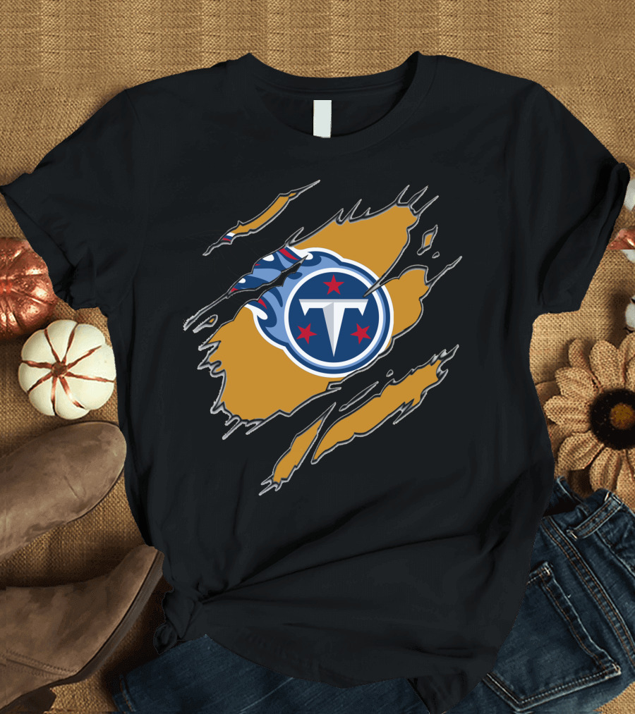 Tennessee Titans Logo Ripped Effect T-Shirt
