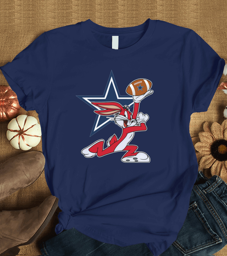 Dallas Cowboys Bunny Holding Football Star T-Shirt