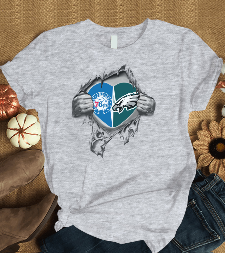 Philadelphia Eagles 76ers Heart in My Chest T-Shirt