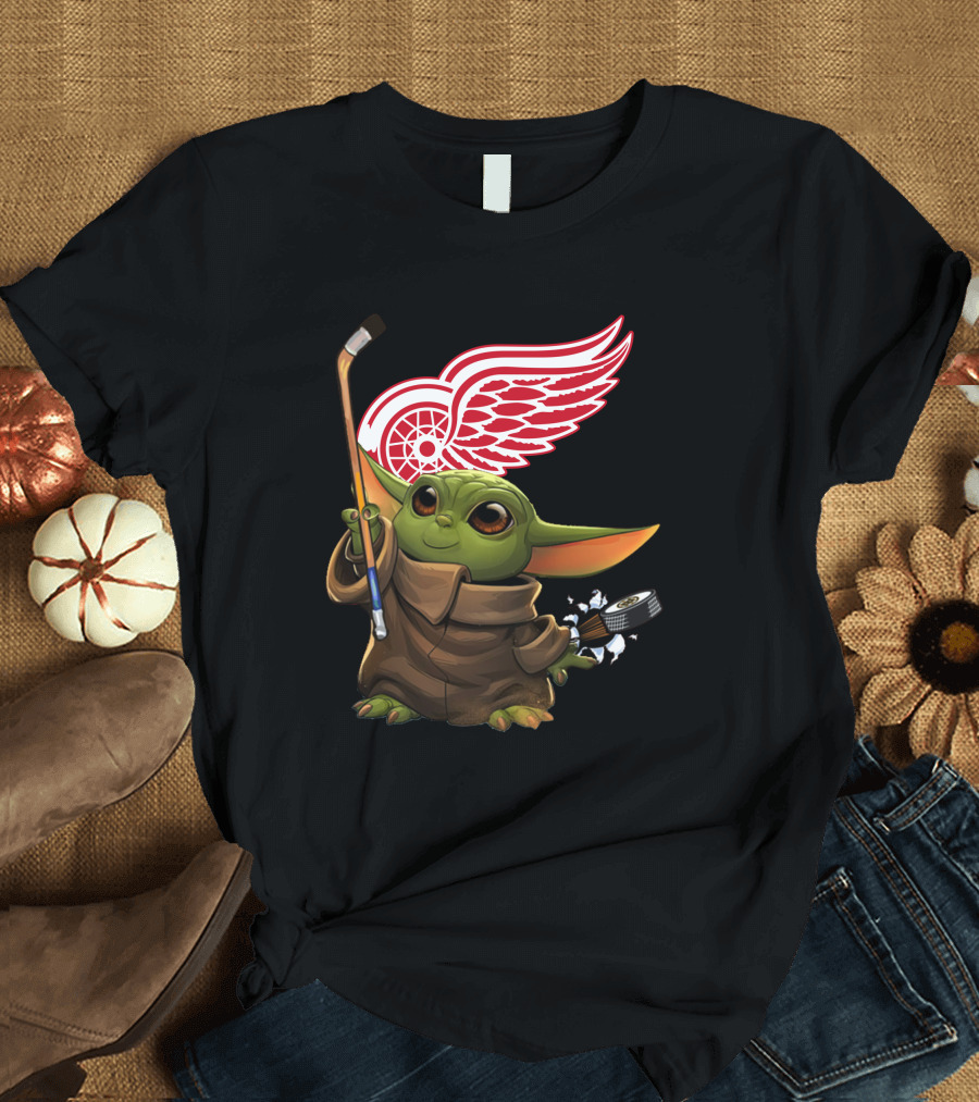 Detroit Red Wings Baby Yoda Hockey T-Shirt