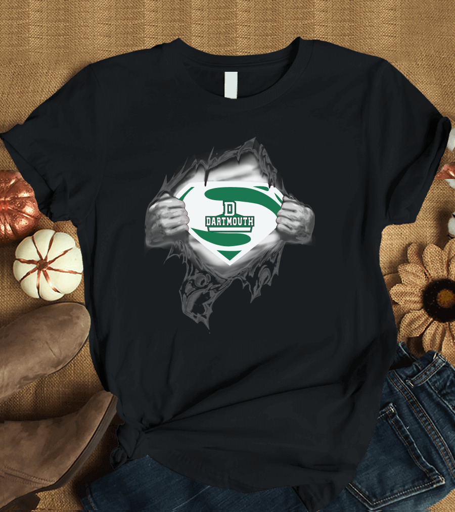 Dartmouth Super D Logo Shield Ripping Through T-Shirt