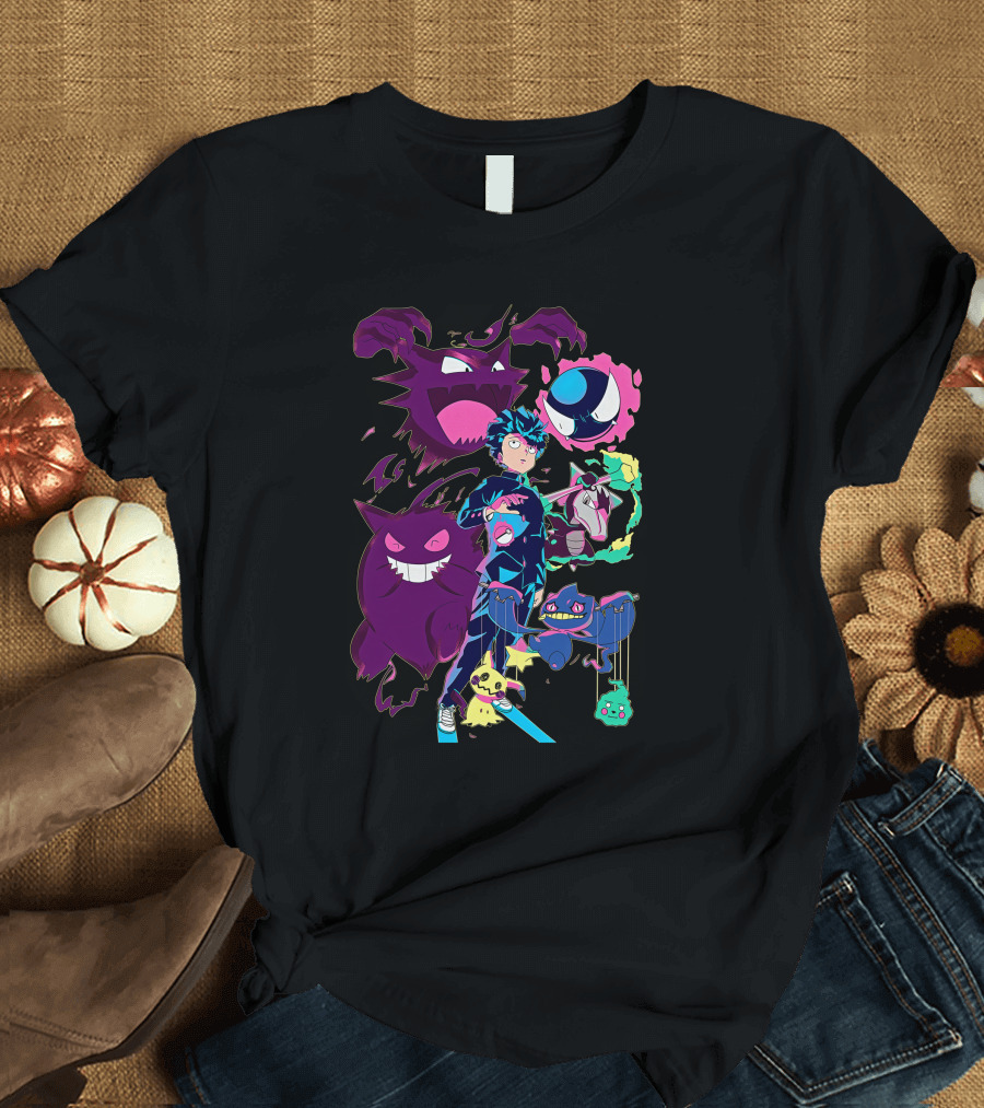Jelly89 Limitee Pokemob Anime Character with Ghostly Creatures T-Shirt