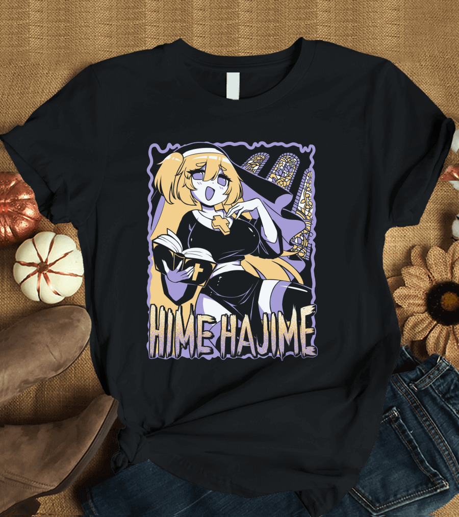 Hime Hajime Vtuber Halloween Nun Cross Book Stained Glass T-Shirt