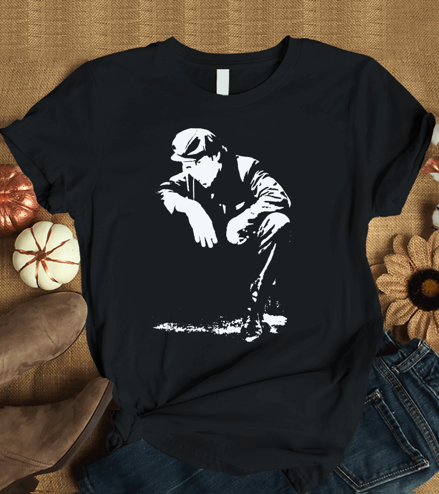 Blow Tees Hopus Tom Waits Monochrome Figure in Cap and Jacket T-Shirt