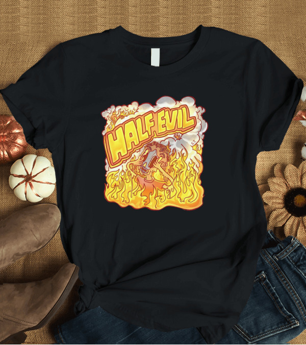 T-Shirt: Half Evil 333 Flaming Fire Pit Creature T-Shirt Half Evil 333 Flaming Fire Pit Creature T-Shirt