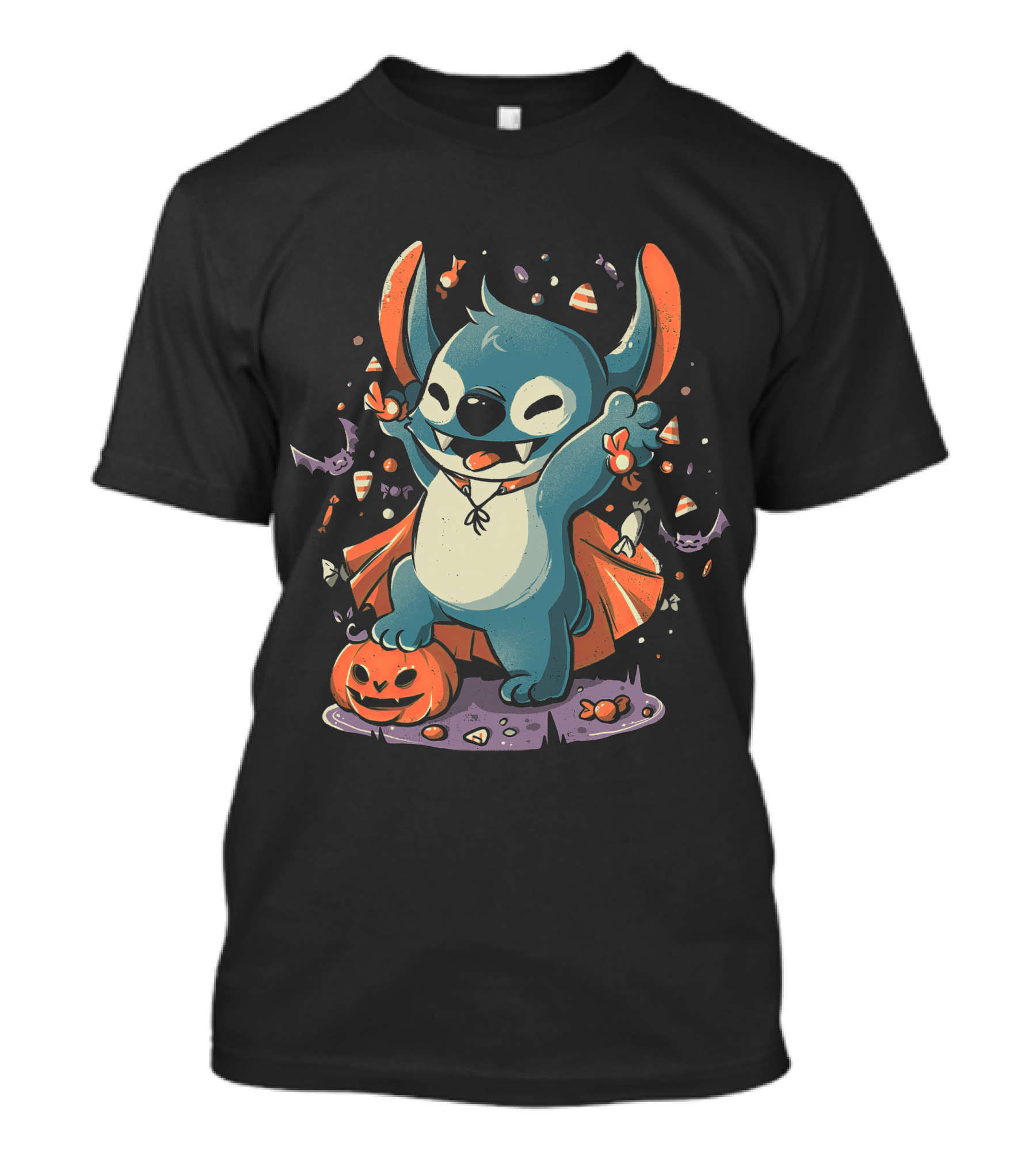 Halloween Cute Cartoon Stitch Vampire Candy Pumpkin T-Shirt