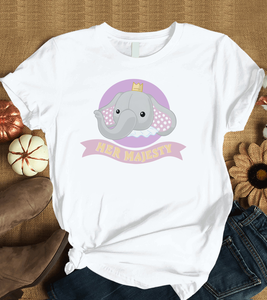 It Takes Two Her Majesty Elephant with Crown and Polka Dot Ears T-Shirt
