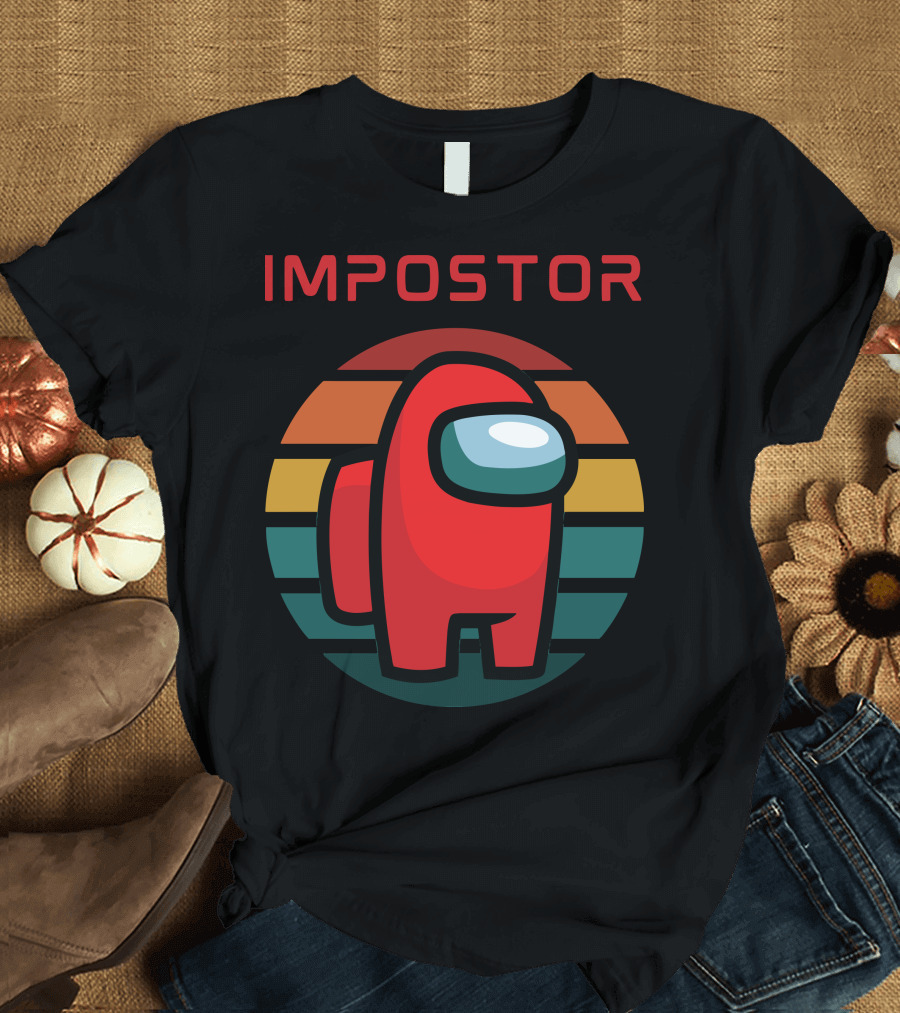Impostor Among Us Retro Rainbow Crewmate T-Shirt