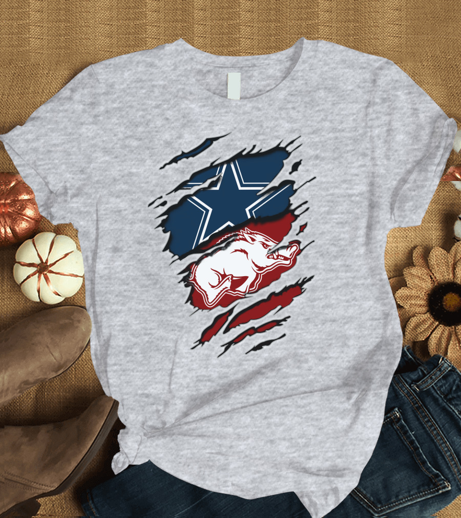 Dallas Cowboys Arkansas Razorbacks Torn T-Shirt
