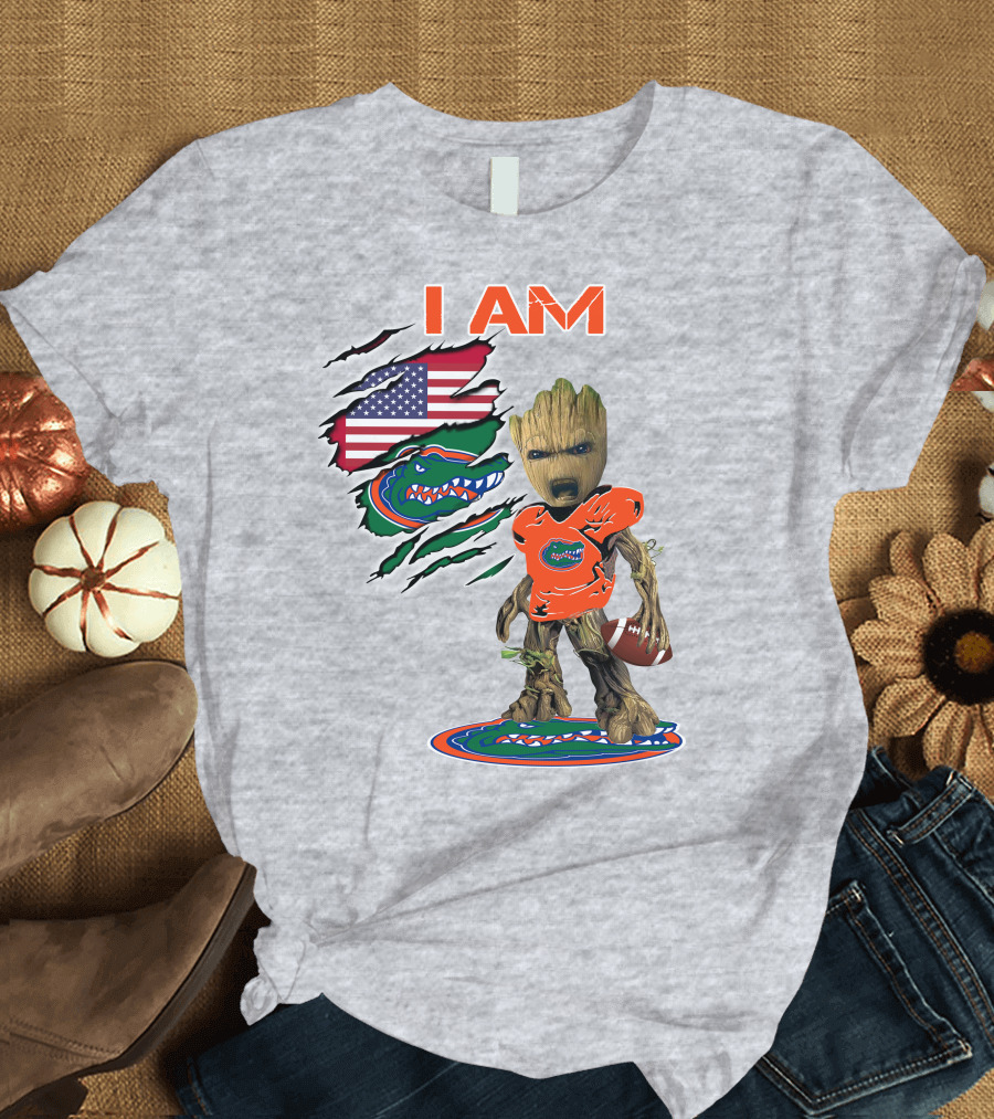 I AM Groot Florida Gators USA Flag Football T-Shirt