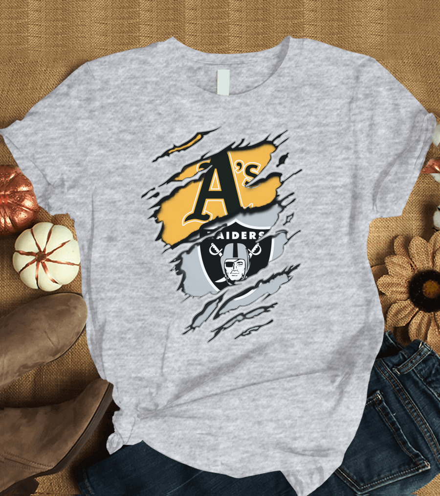 A's Raiders Ripped Crossover Sports T-Shirt