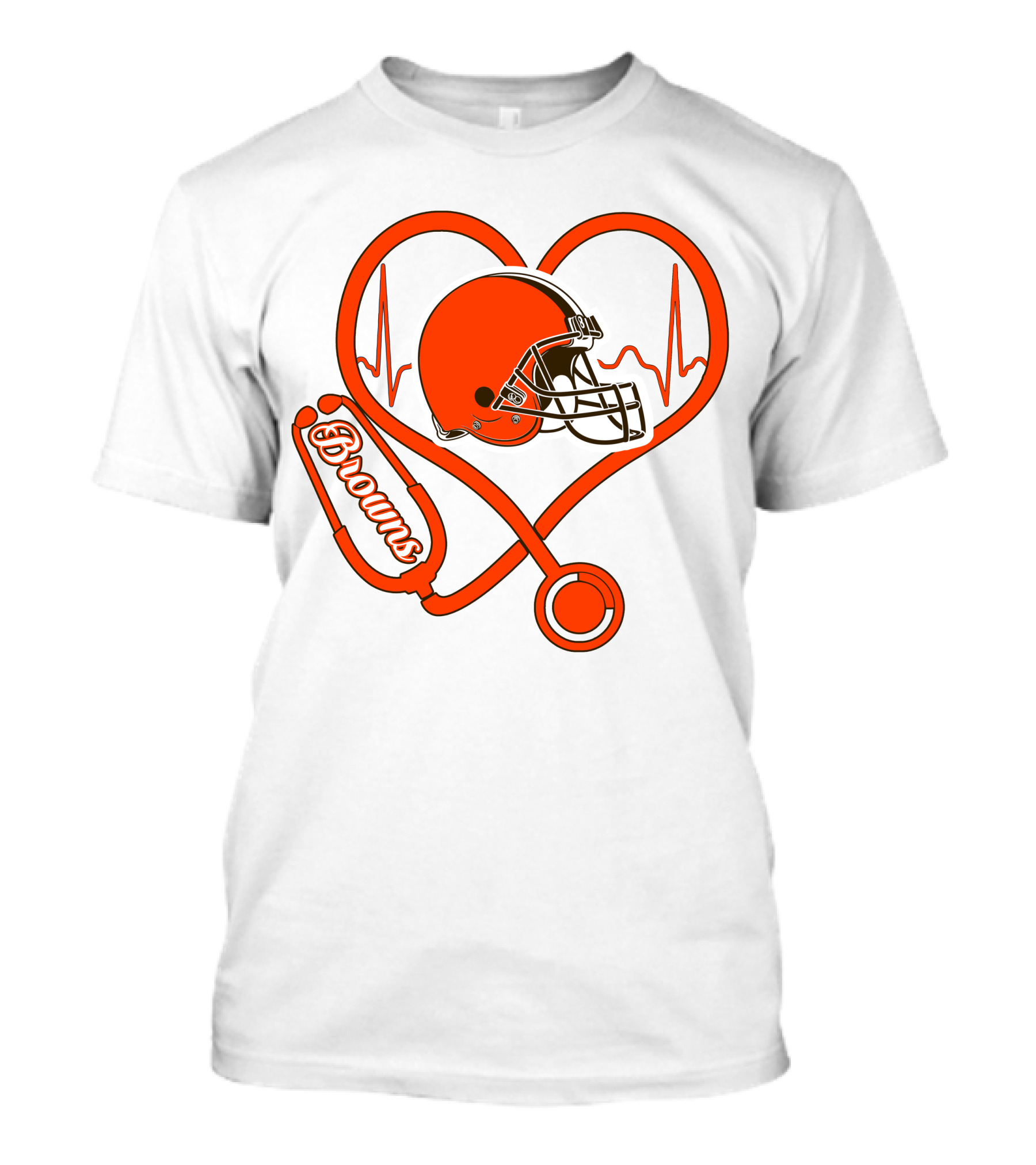 Nurse Heartbeat Browns Helmet Stethoscope T-Shirt
